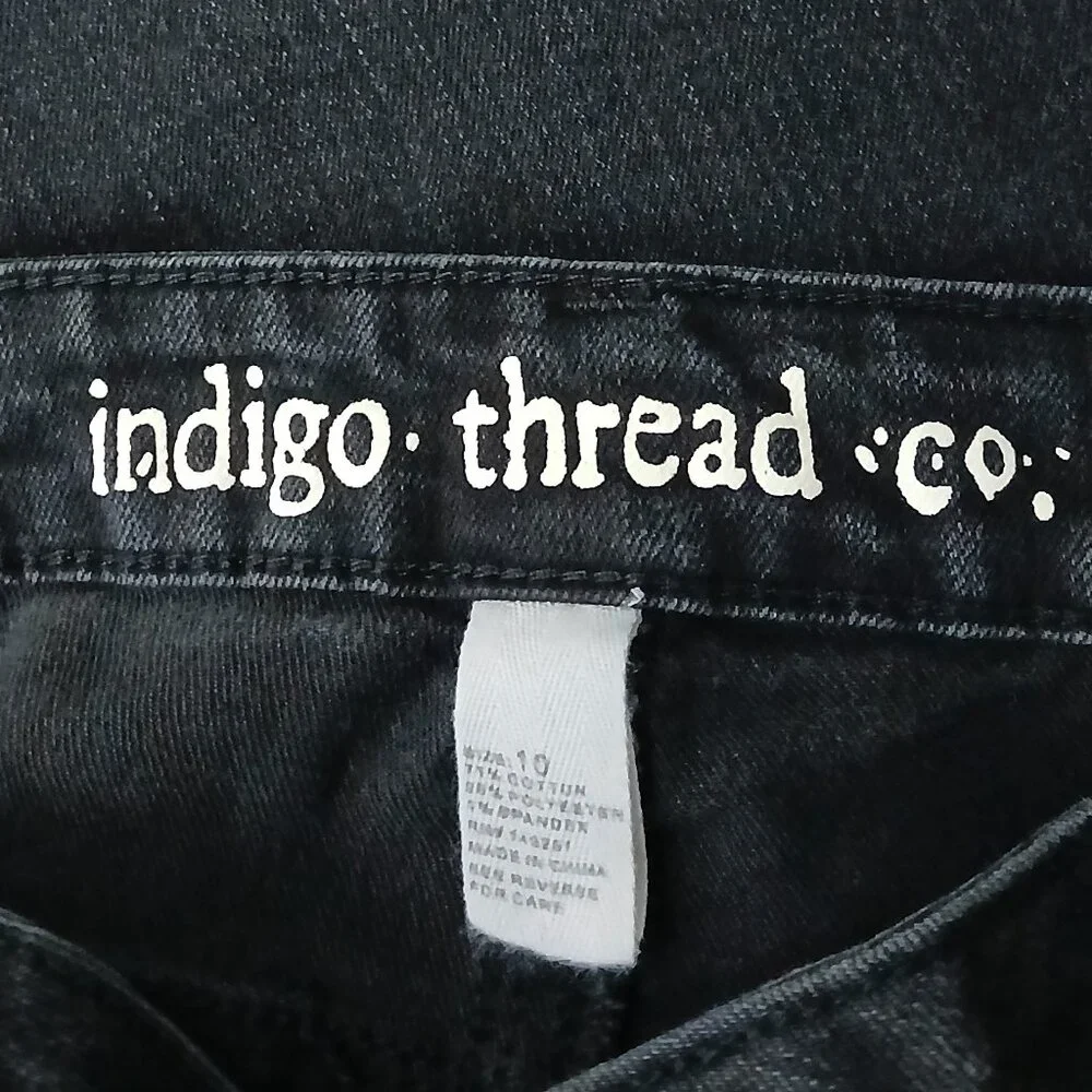 Indigo Thread Co Jeans 10 Skinny Mid Rise Distressed Black Denim Stretch